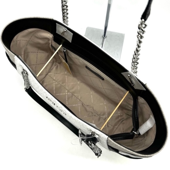 Michael Kors Large Jet Set Travel Chain Shoulder Bag Optic White Multi - Picture 9 of 11